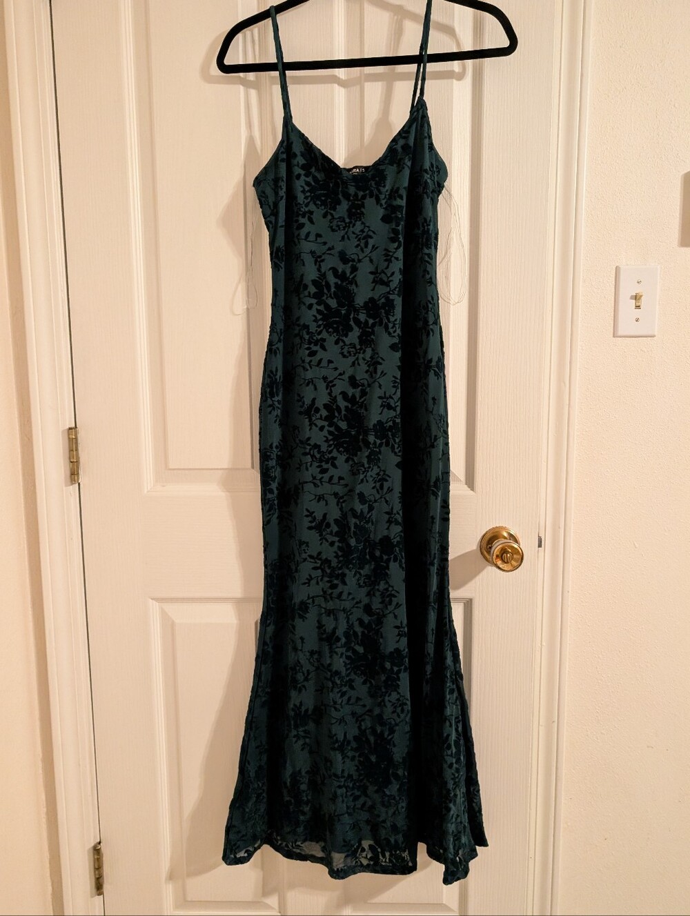 Green Floral Velvet Mermaid Dress